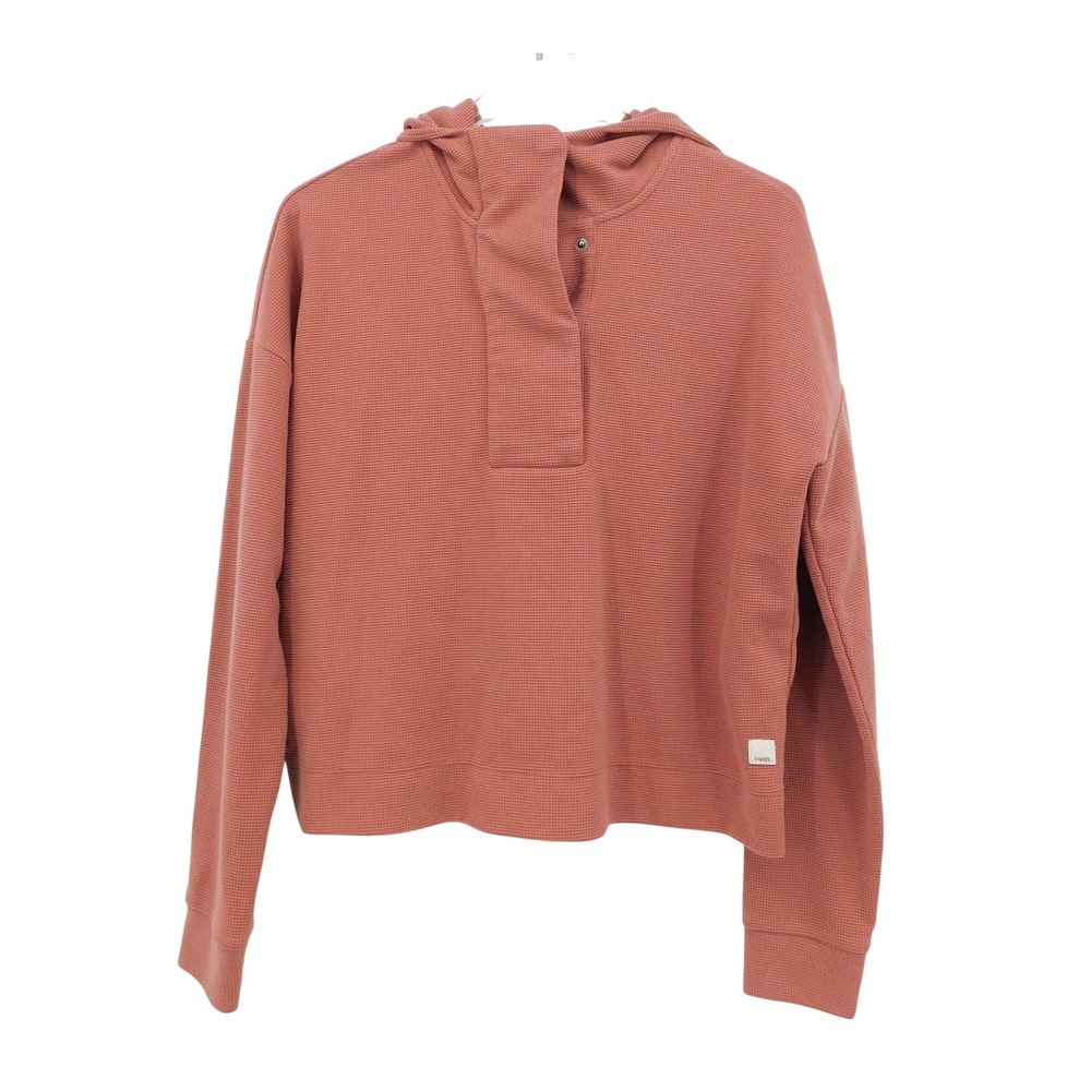Vuori Women Bayview Thermal Hoodie VW263 Clay Pink Waffle Knit Snap Front Small